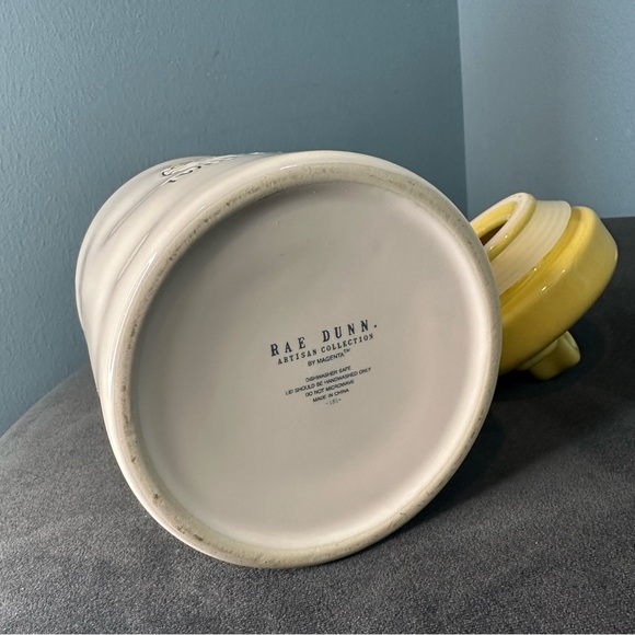 Rae Dunn by Magenta Tweet Heart Yellow & White Top Ceramic Jar Container - Picture 10 of 11